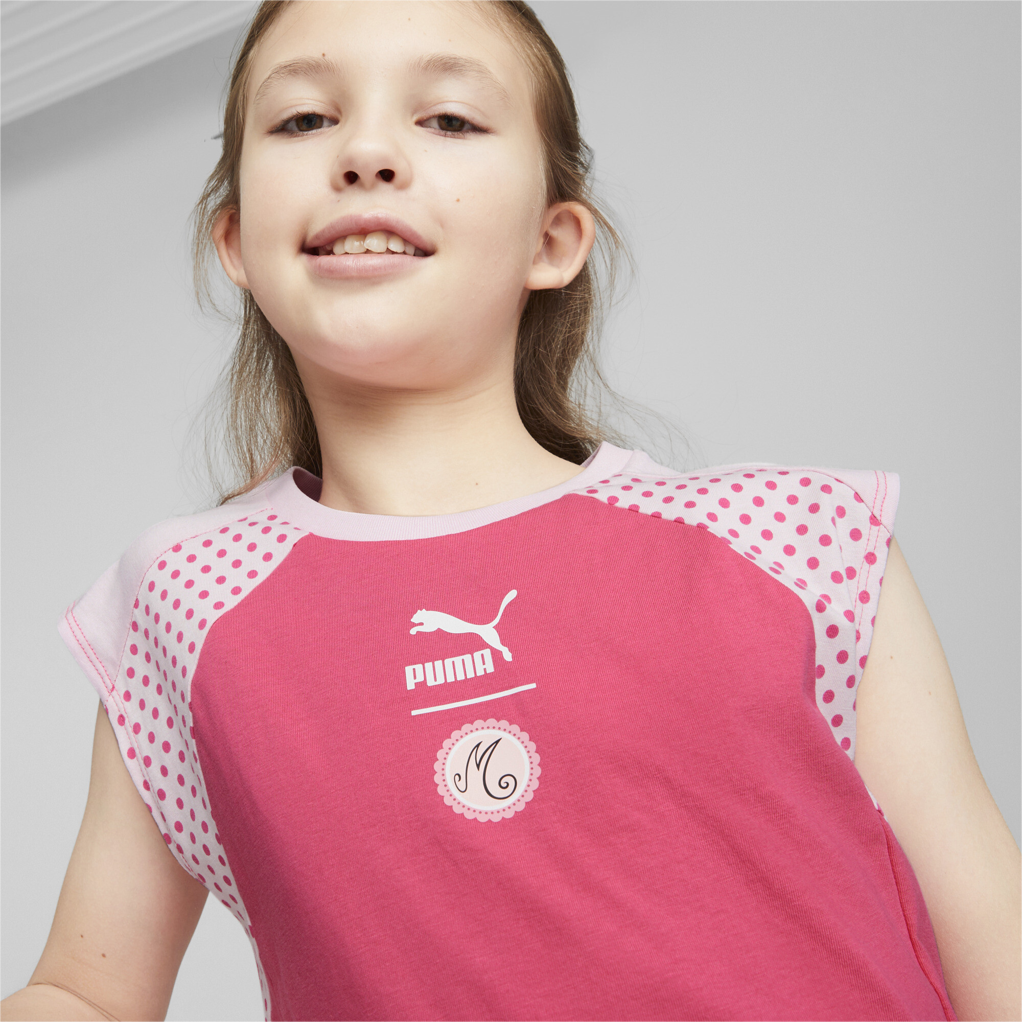 Puma X MIRACULOUS SL Tee Youth, Pink, Size 7-8Y, Clothing