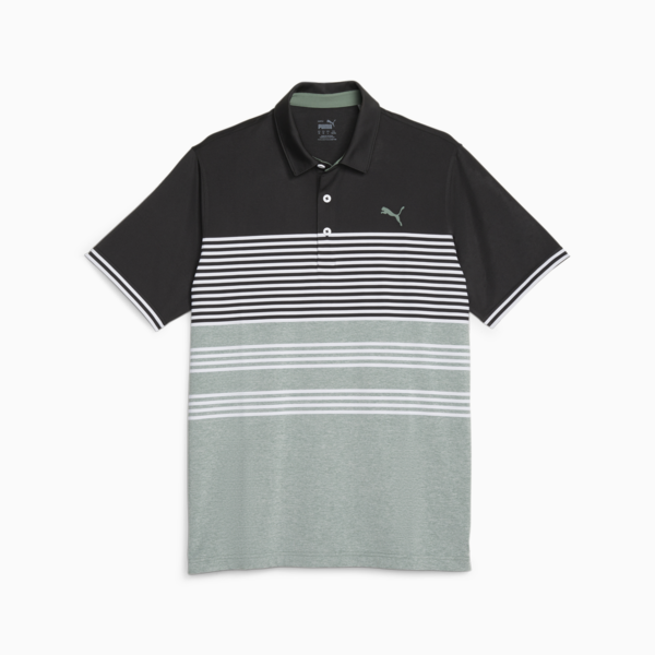 Mattr Track Golf Polo Shirt Men, PUMA Black-Eucalyptus Heather, large-ZAF