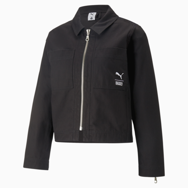 PUMA x THE RAGGED PRIEST Twill Jacket Women, PUMA Black, large-ZAF