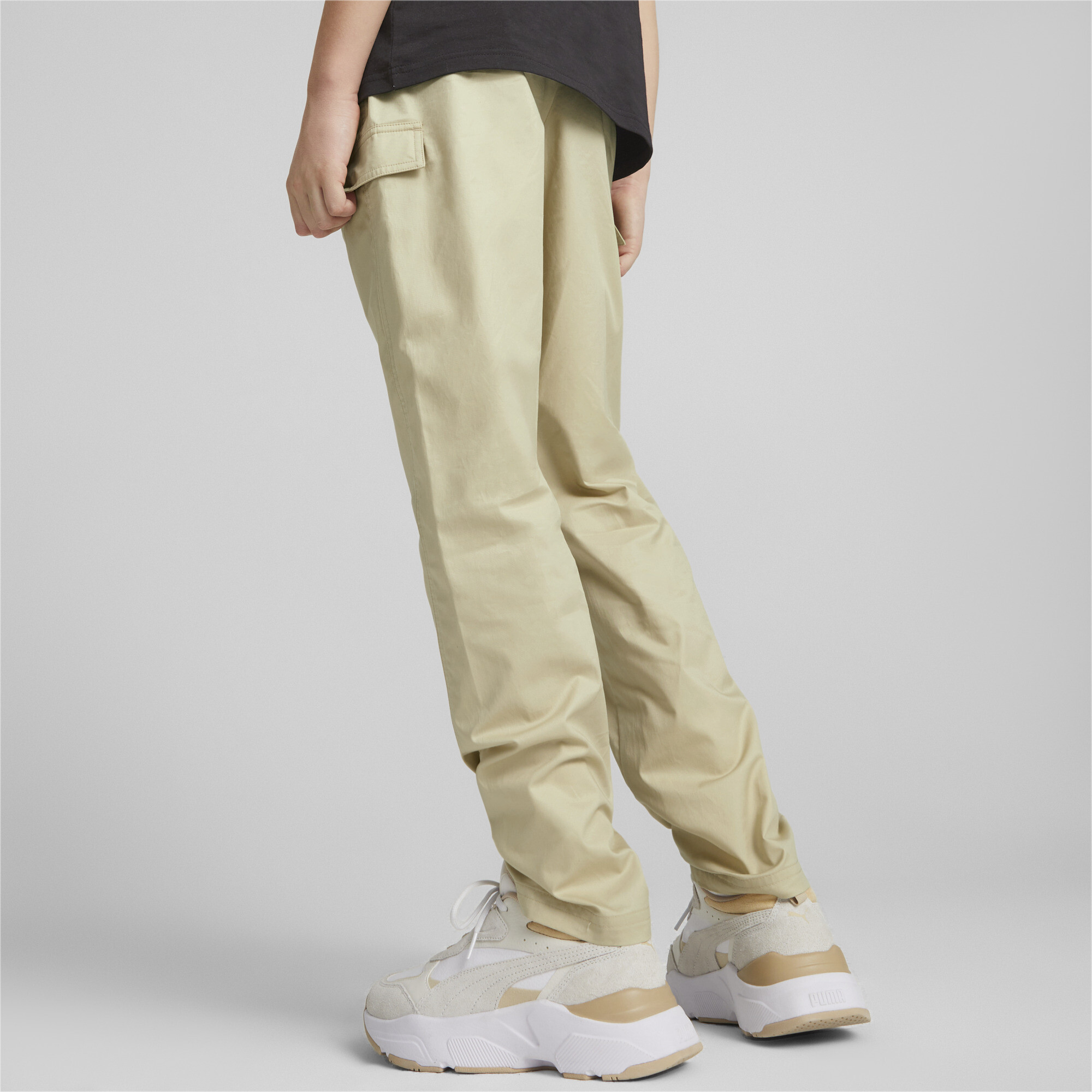 PUMA Classics Woven Sweatpants In Beige, Size 9-10 Youth