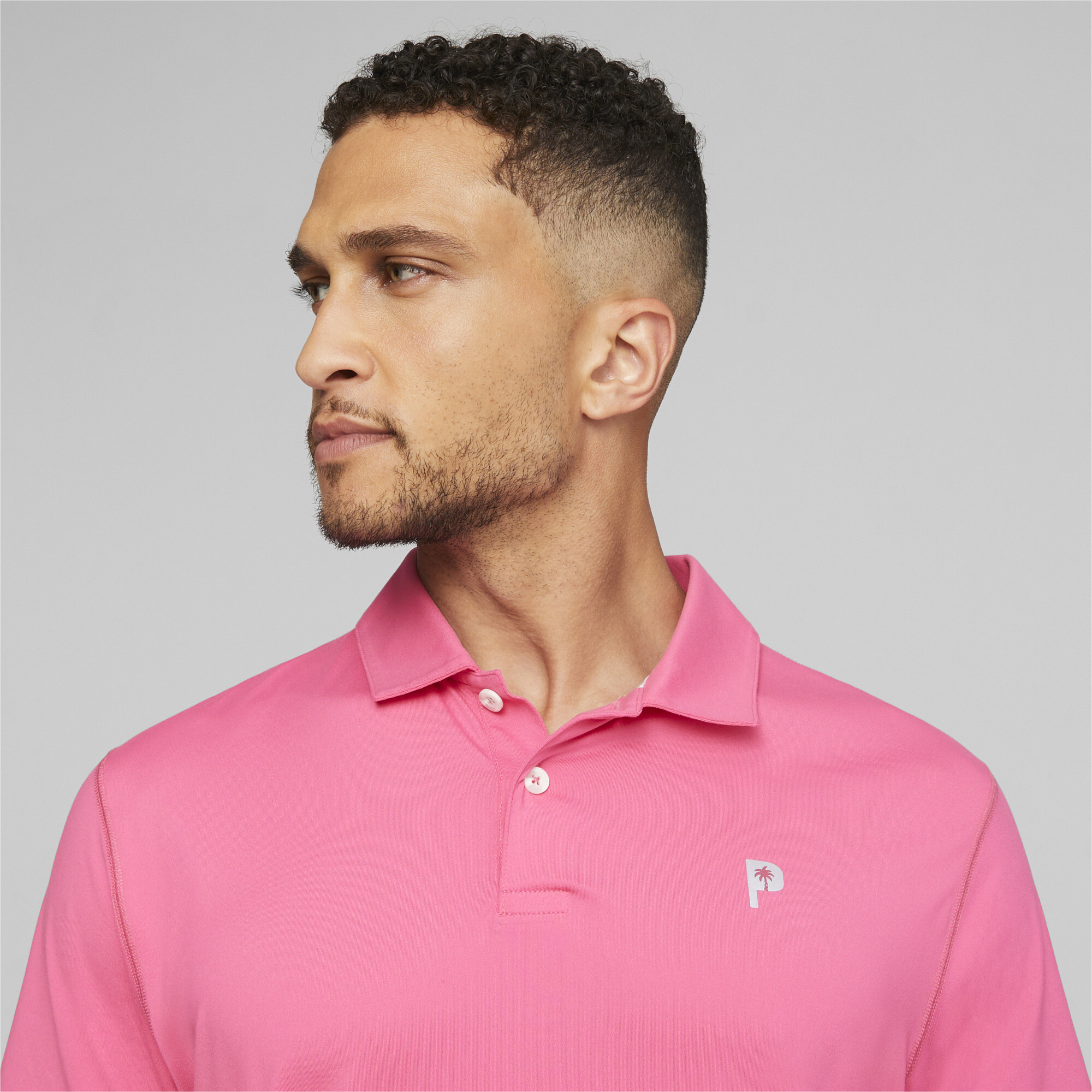 Men's Puma X Palm Tree Crew Shirt Golf Polo T-Shirt, Pink T-Shirt, Size L T-Shirt, Clothing