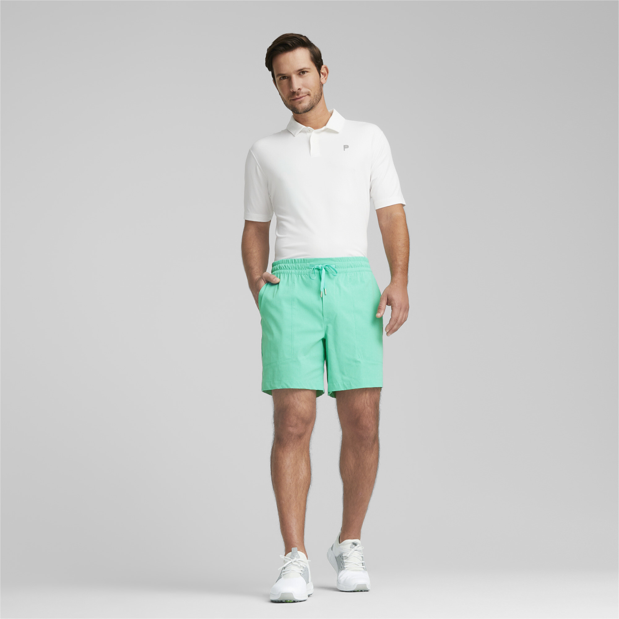 Men's Puma X Palm Tree Crew Shirt Vented Golf Shorts, Green, Size XL, Clothing