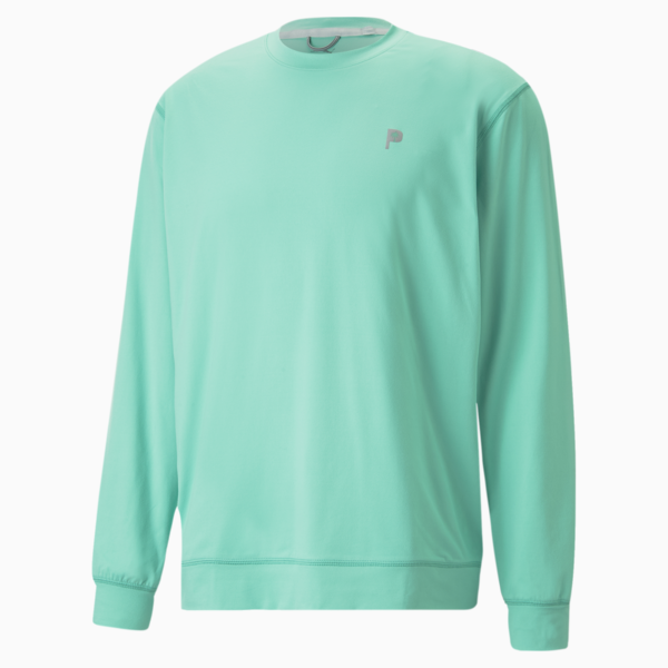 PUMA x Palm Tree Crew Golf Crew Neck Men, AQUA GREEN, large-ZAF