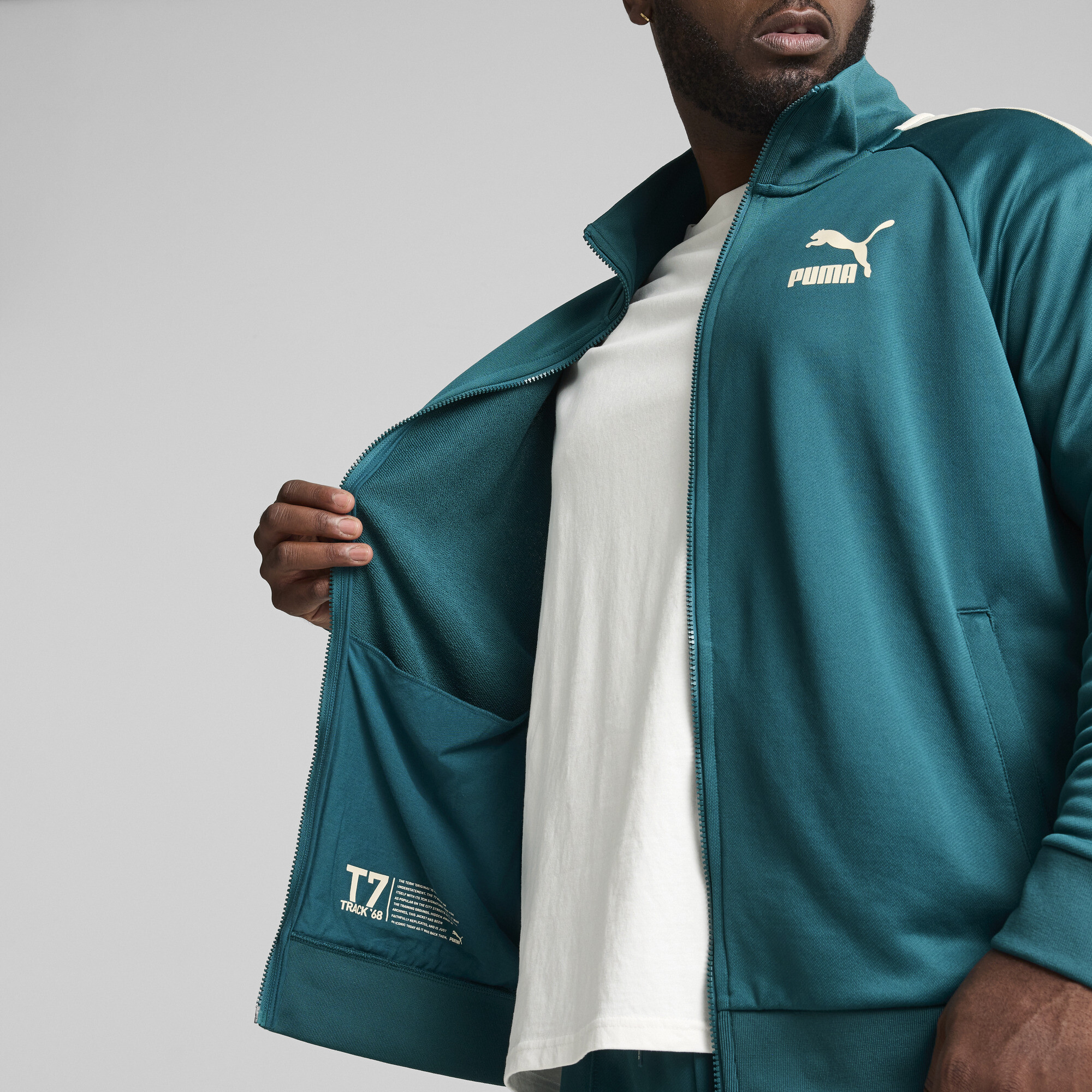 Men's Puma T7 ICONIC Track Jacket, Green, Size S, Clothing