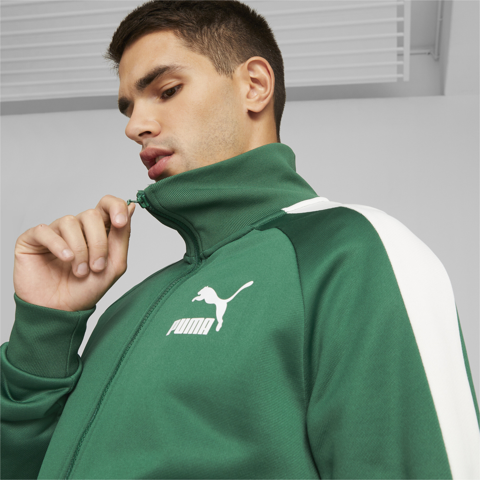 Men's Puma T7 ICONIC Track Jacket, Green, Size XL, Clothing