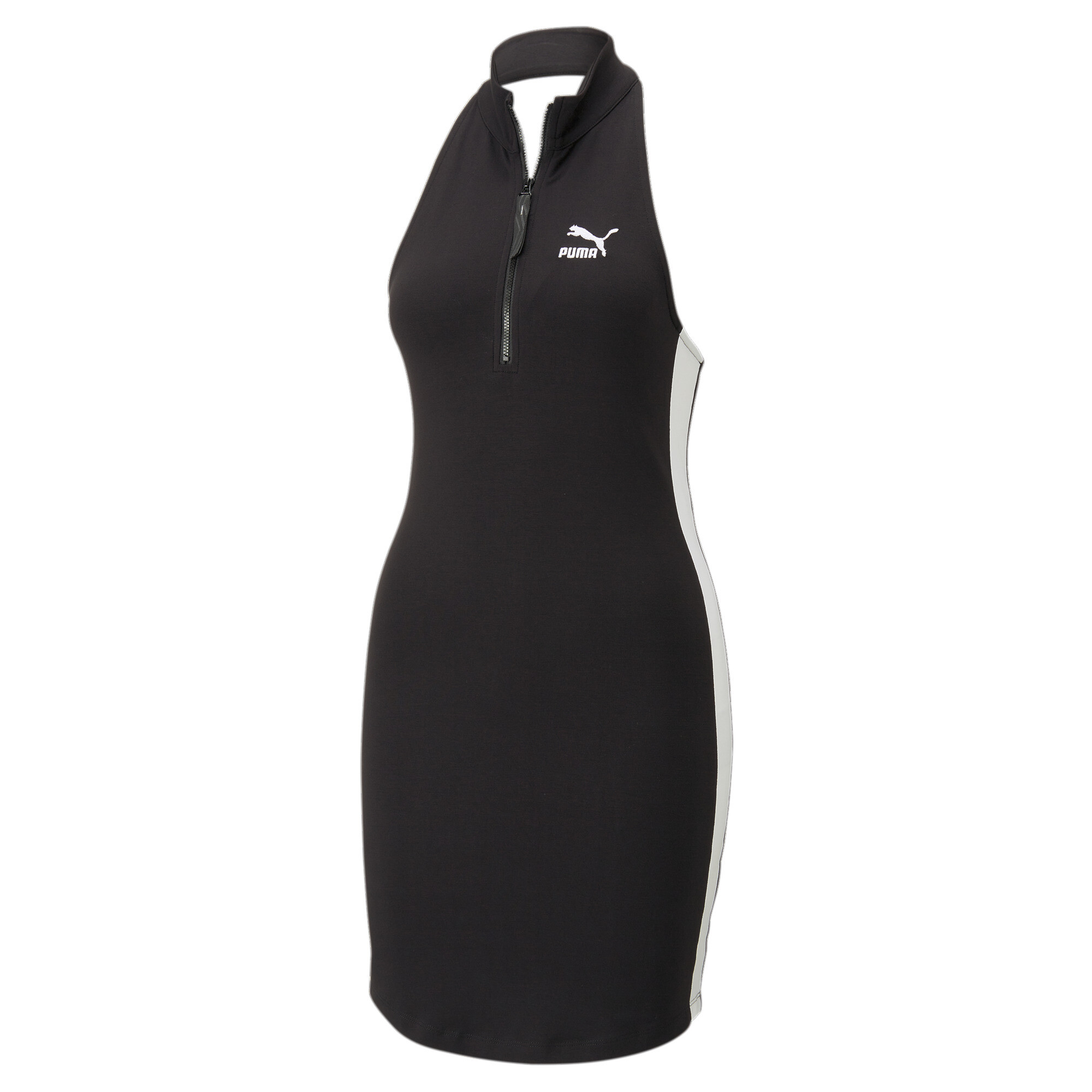 Women's Puma T7 Half-Zip Mock Neck Dress, Black, Size S, Clothing
