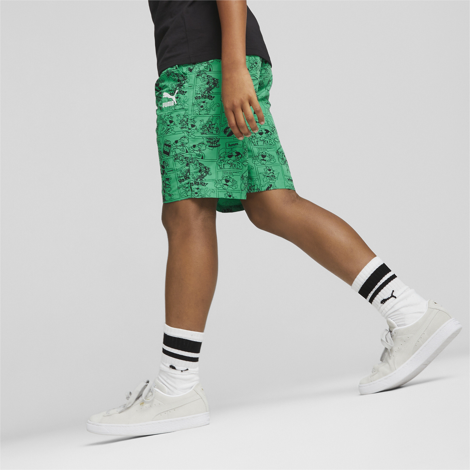PUMA Classics Super Shorts In Green, Size 3-4 Youth