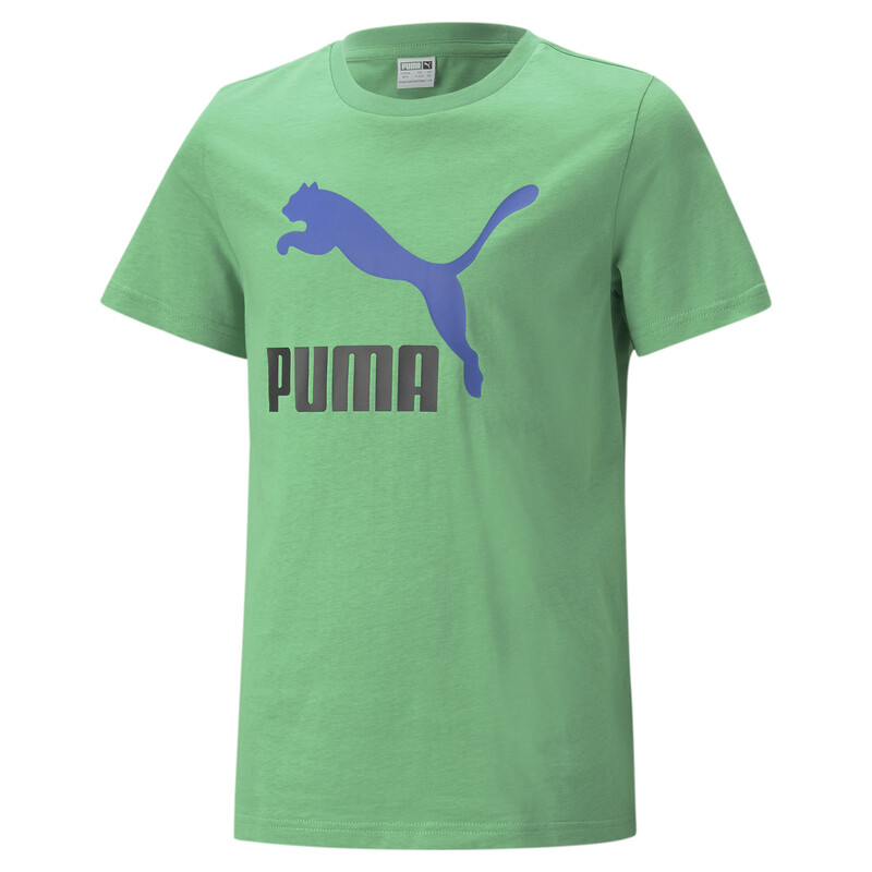 PUMA Classics Logo Boys' T-Shirt, Gray/green