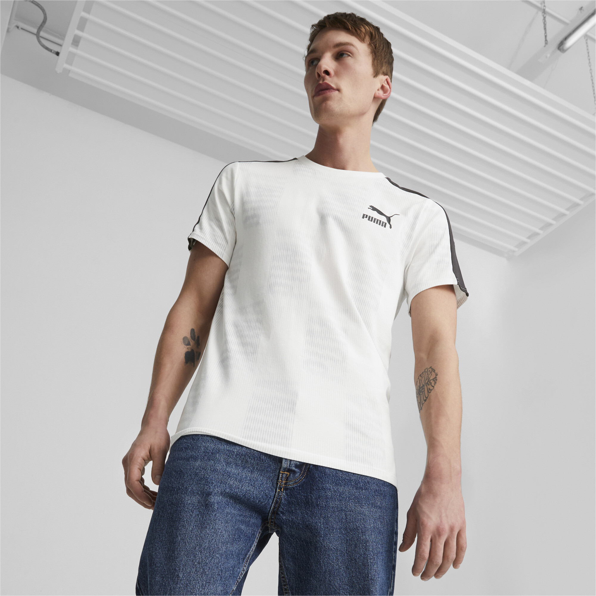 Men's PUMA T7 Sport T-Shirt Men In 20 - White, Size 2XL
