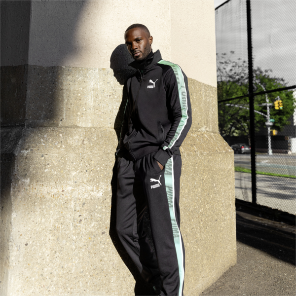 T7 Sport Track Pants Men, PUMA Black-Mint, large-ZAF