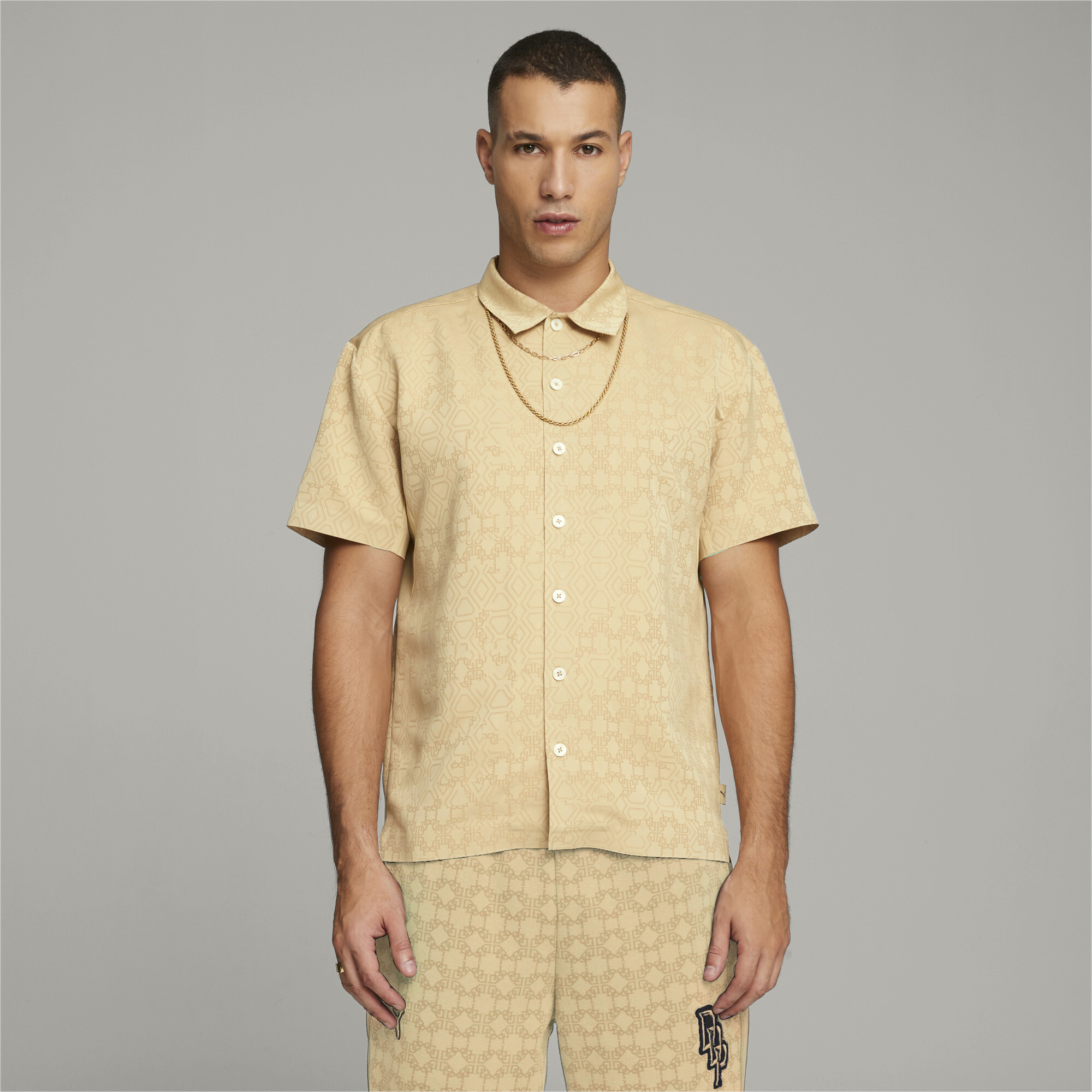 Men's Puma X DAPPER DAN's Shirt, Beige, Size XL, Clothing
