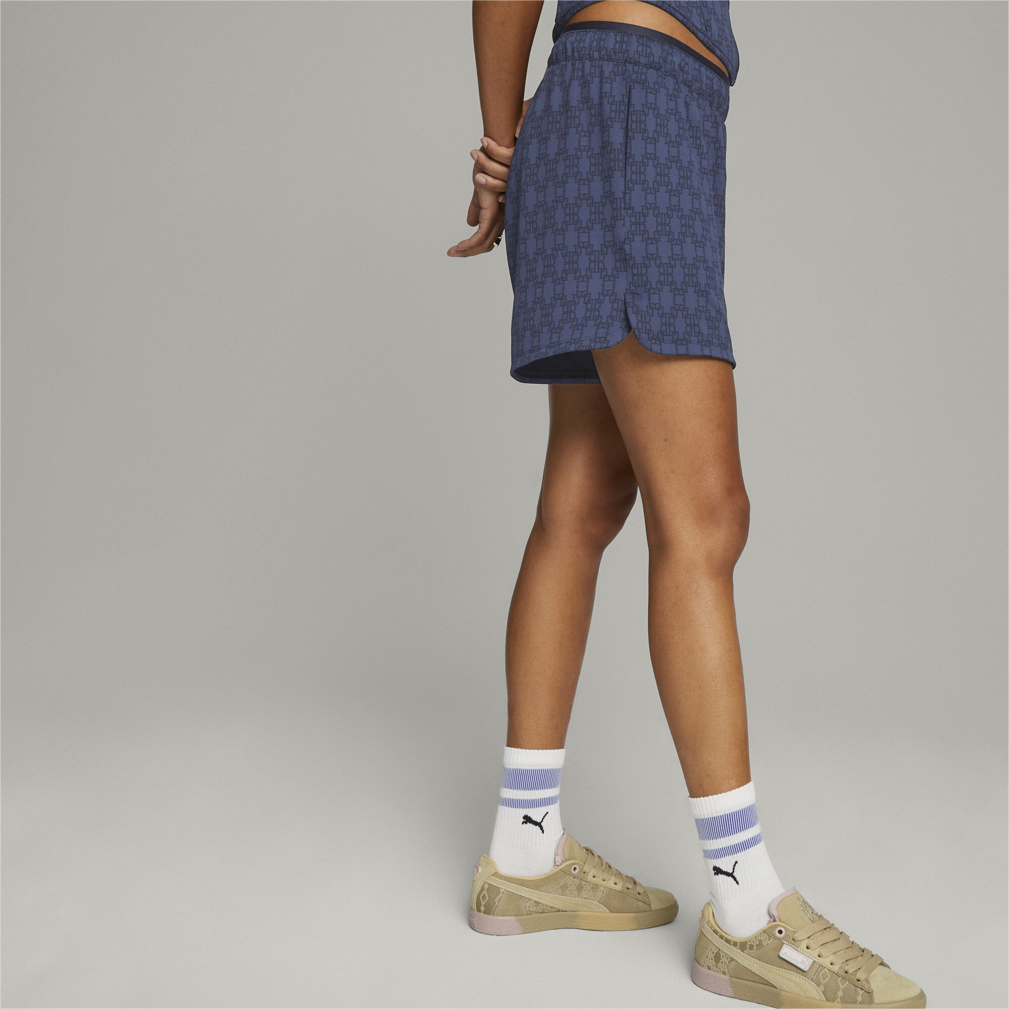 Women's PUMA X DAPPER DAN Shorts In Blue, Size Large