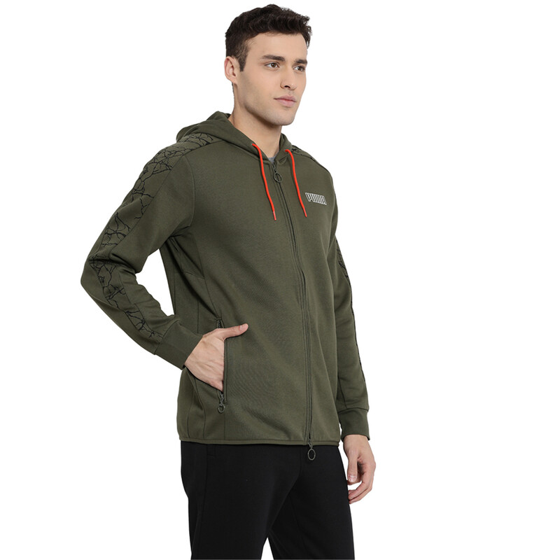 

Men's PUMA Archive Record Fleece Full Zip Hoodie, Black/green