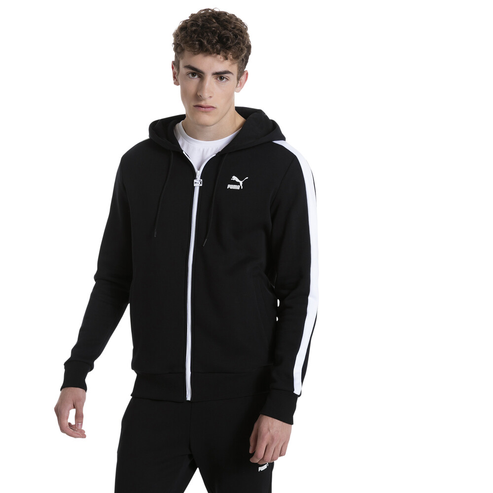 Classics Archive Embossed Logo T7 Kapusonlu Fermuarli Erkek Sweatshirt Siyah Puma Puma Turkiye Resmi Alisveris Sitesi