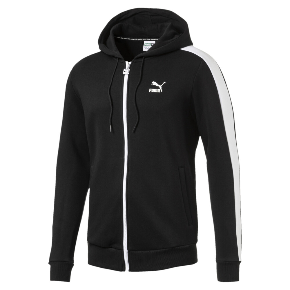 Classics Archive Embossed Logo T7 Kapusonlu Fermuarli Erkek Sweatshirt Siyah Puma Puma Turkiye Resmi Alisveris Sitesi