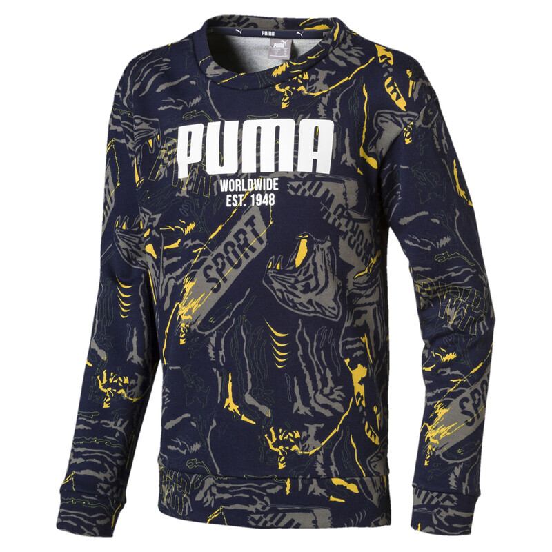 

PUMA Alpha Graphic Long Sleeve Boys' Shirt, Purple