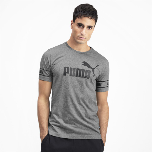 Amplified Men's Big Logo Tee, Medium Gray Heather, large