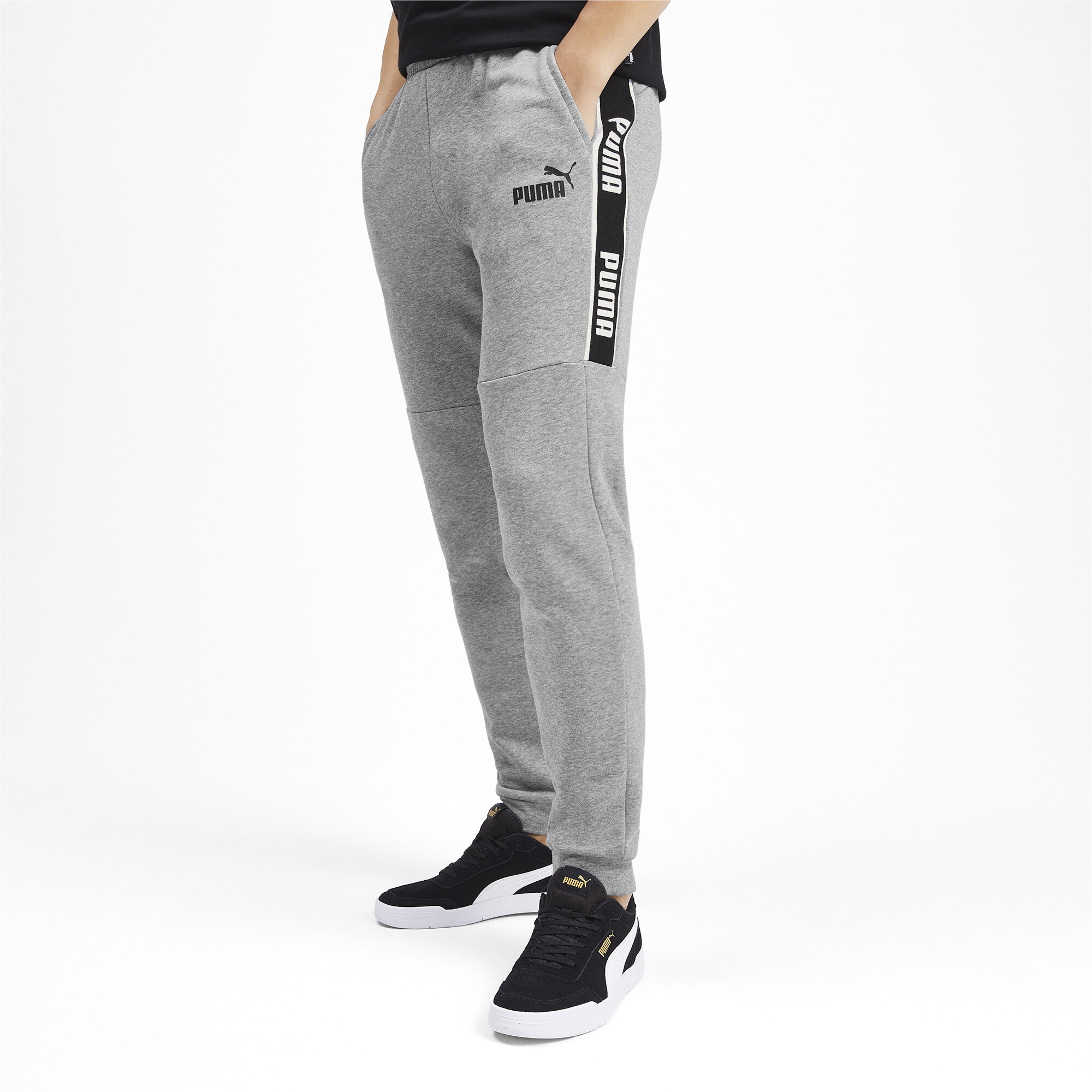 puma black and white sweatpants