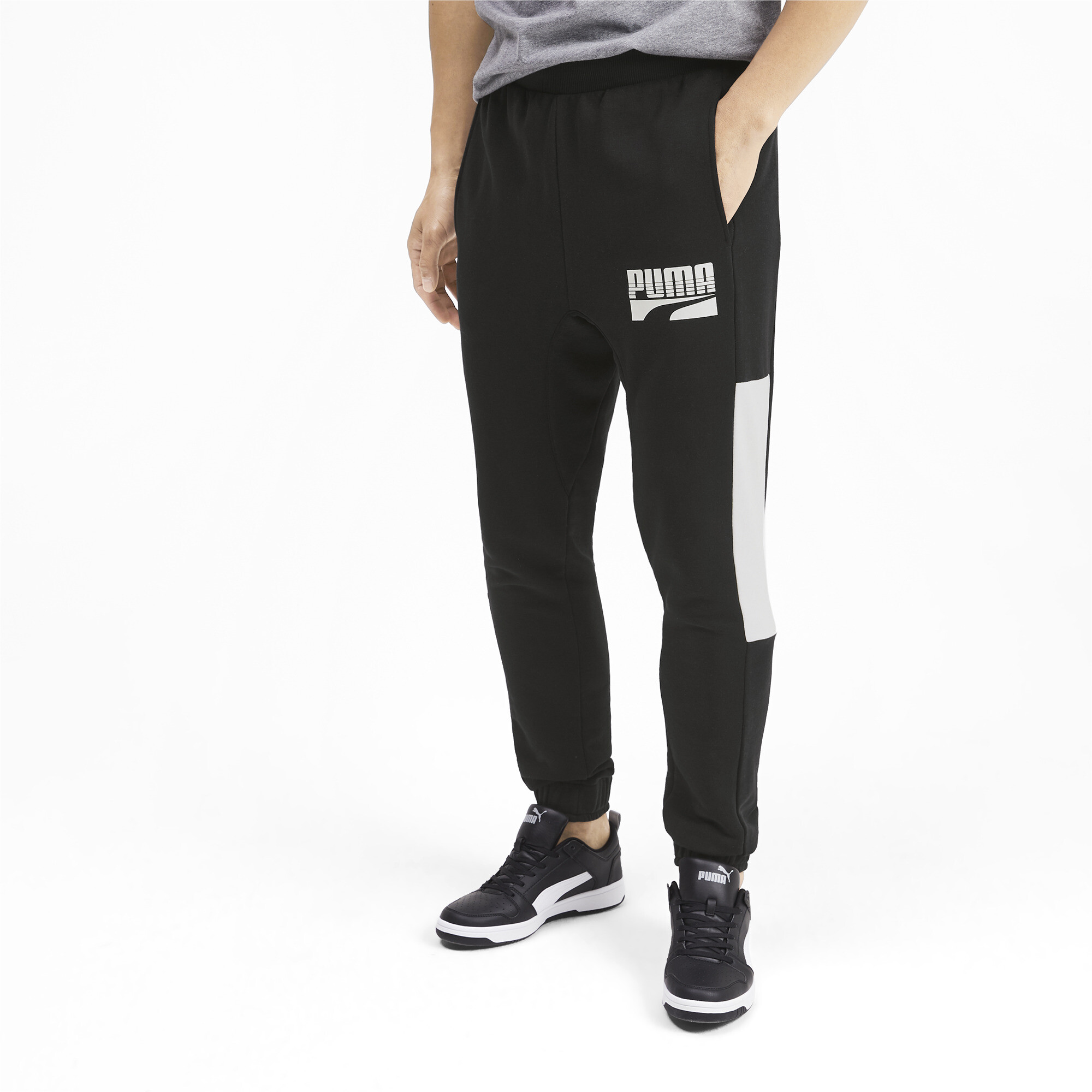 black and white puma sweatpants