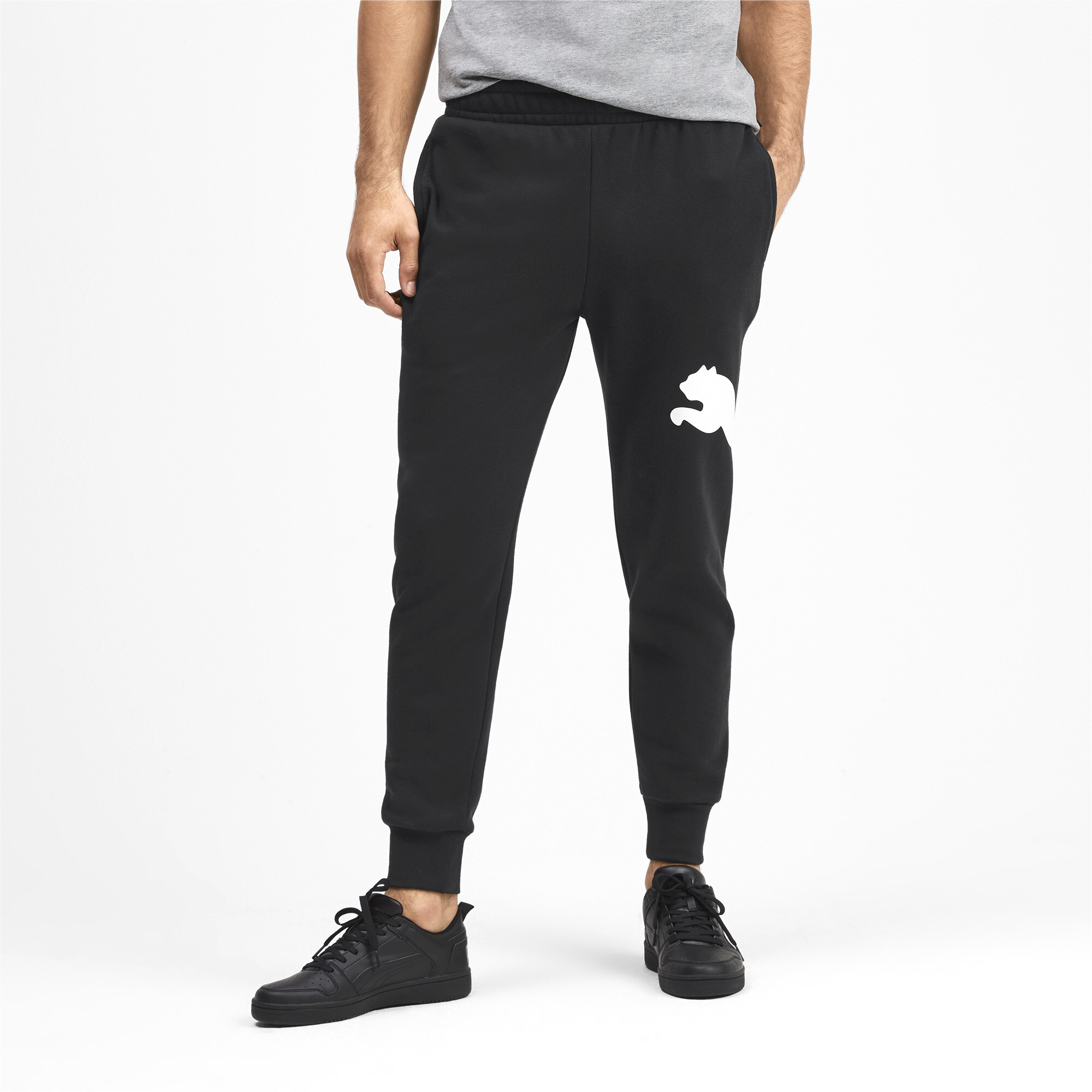 puma black and white sweatpants