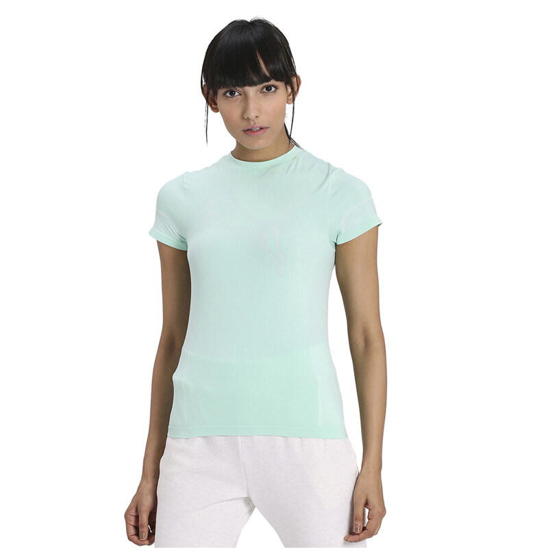 

Women's PUMA Evostripe evoKNIT T-Shirt, Gray/green