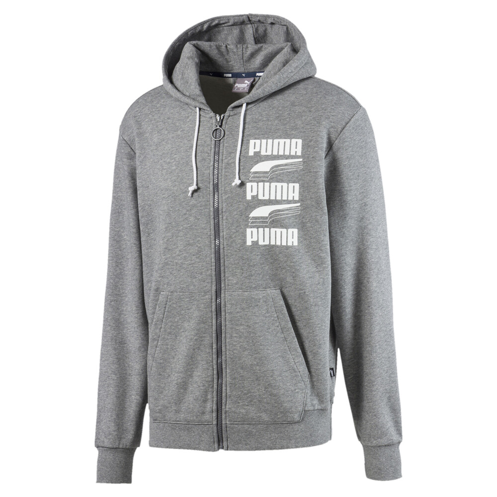

PUMA - male - Толстовка REBEL Bold FZ Hoody TR – Medium Gray Heather-Puma Wht –, Серый