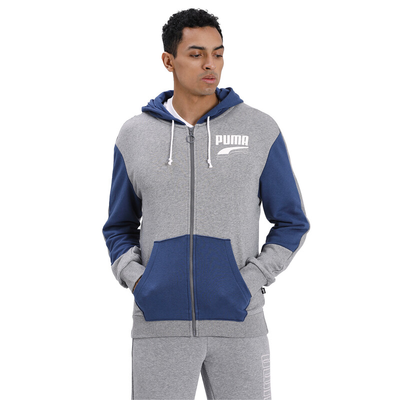 

Men's PUMA REBEL Block FZ Hoody TR, Gray