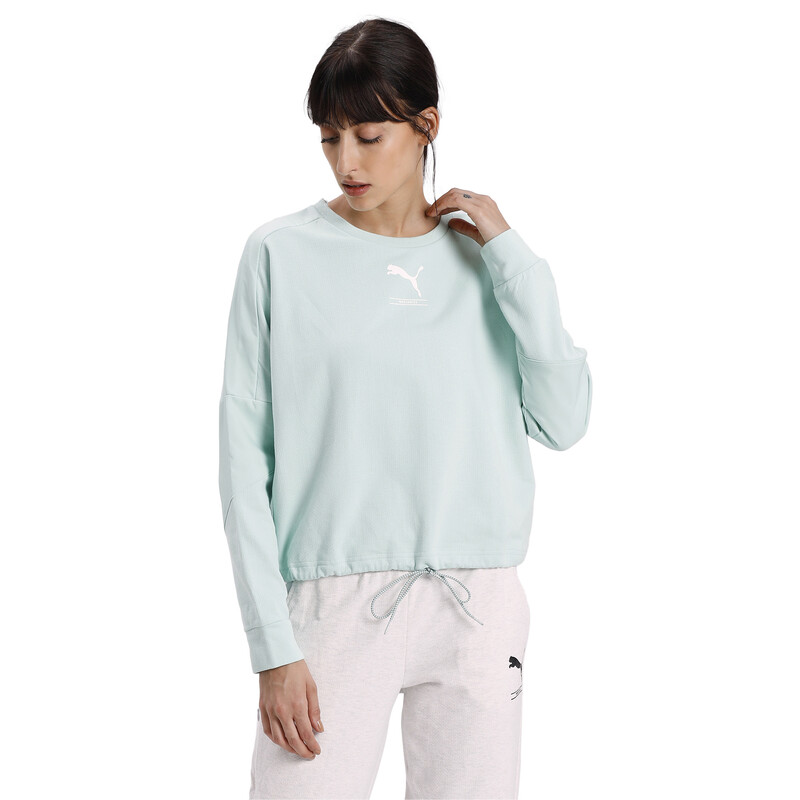 Women's PUMA Nu-tility Crew Sweat Shirt, Gray/green