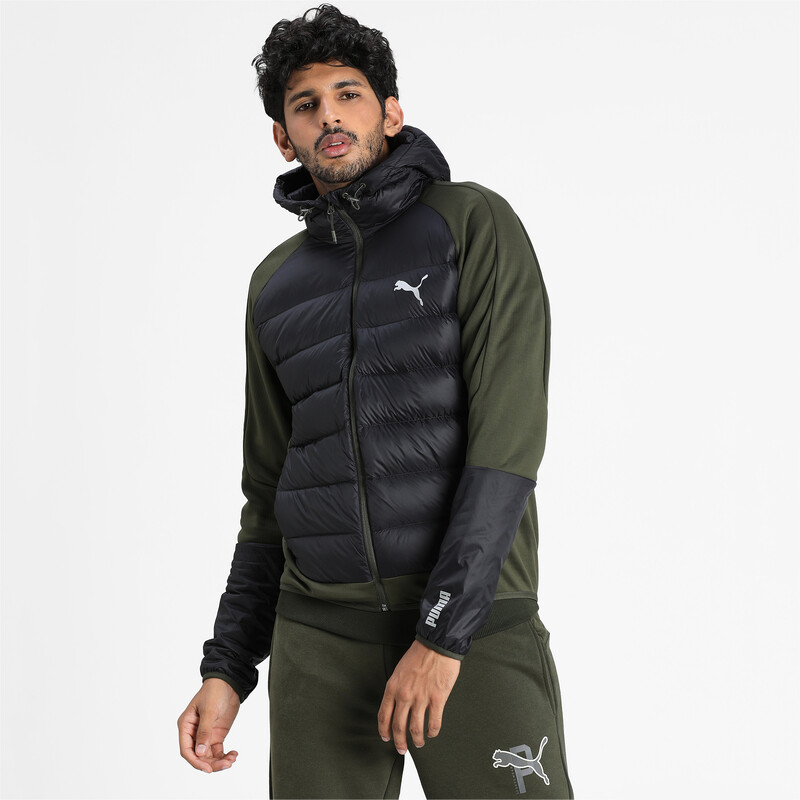 

Men's PUMA Hybrid Water Repellent Down Jacket, Black/brown