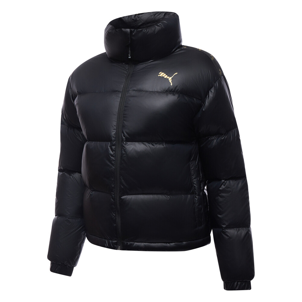 puma down filled black jacket with hood