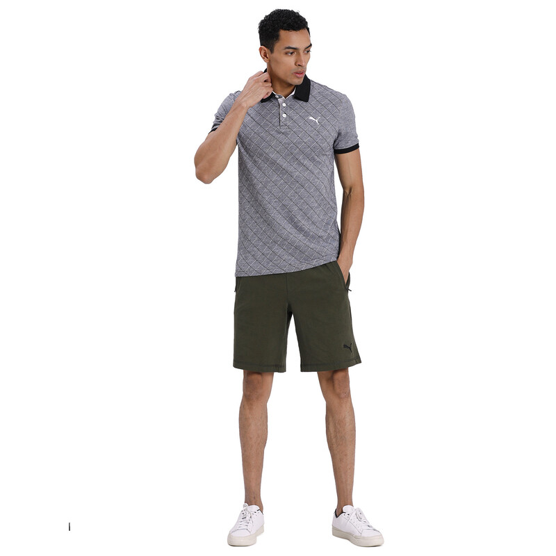 Men's PUMA Jacquard Checked Polo T-shirt, Black