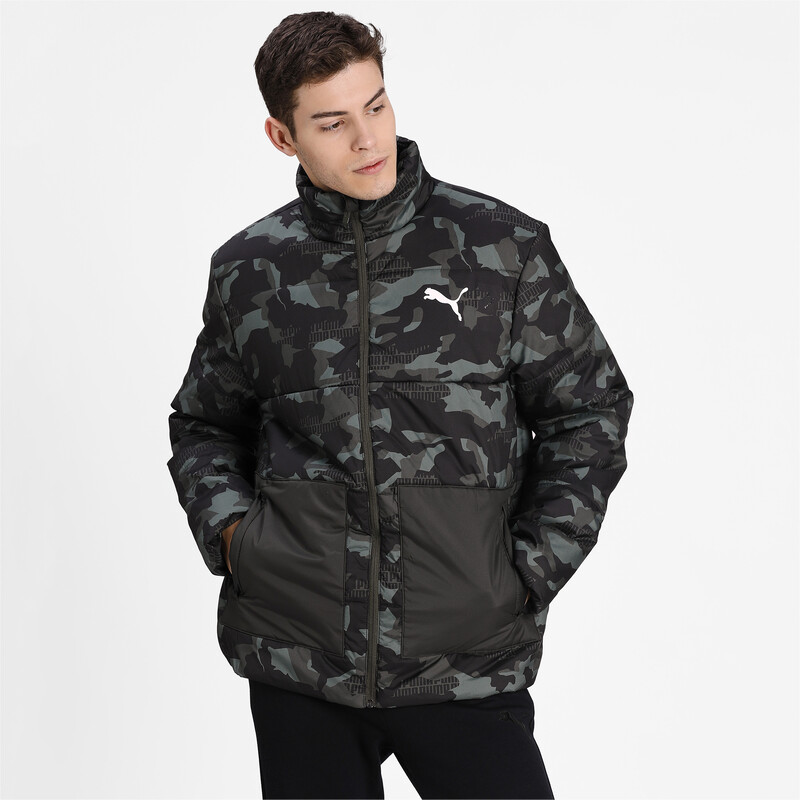 

Men's PUMA Essentials+ Reflective Tec Regular Fit Padded Jacket, Black/brown