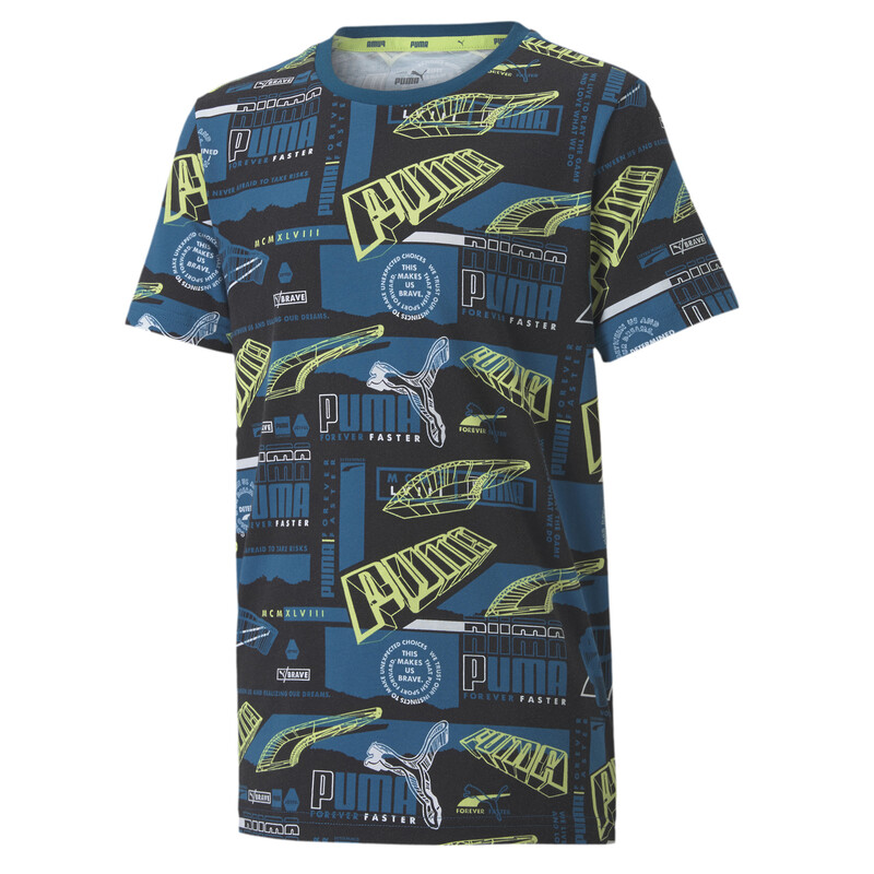 

PUMA Alpha Printed Kid's T-Shirt, Black/blue