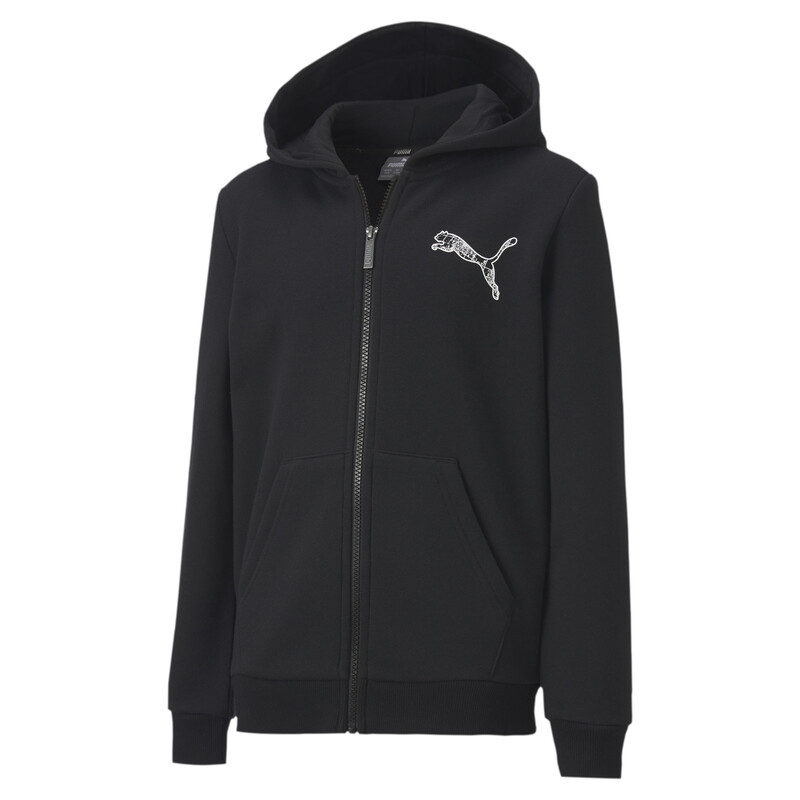 

PUMA Graphic Full Zip Kid's Hoodie, Black