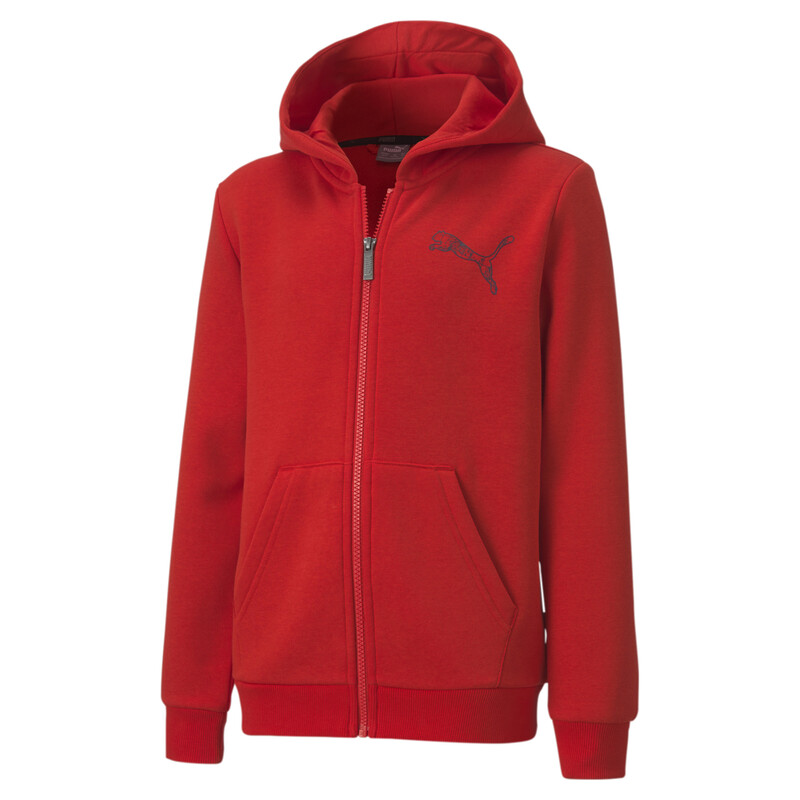 

PUMA Graphic Full Zip Kid's Hoodie, Red
