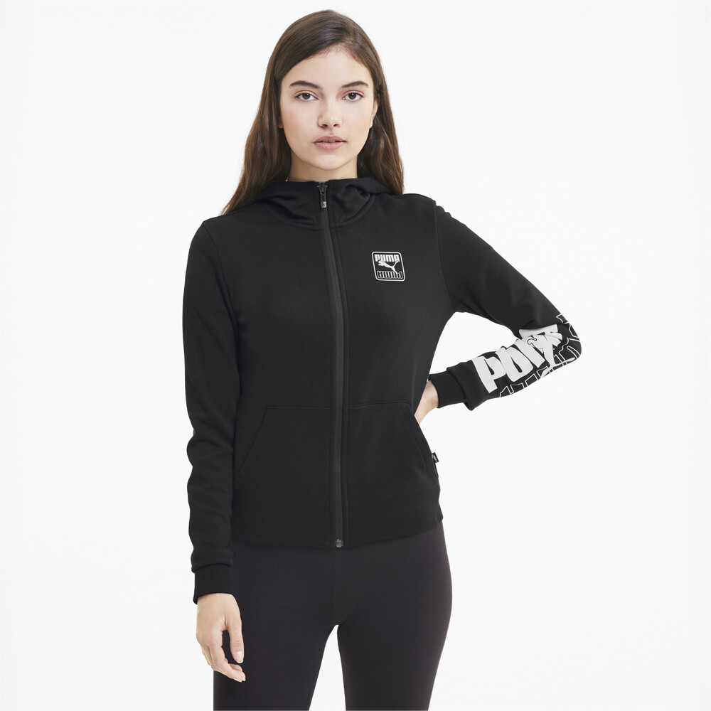 Rebel Full Zip Women's Hoodie | Black - PUMA