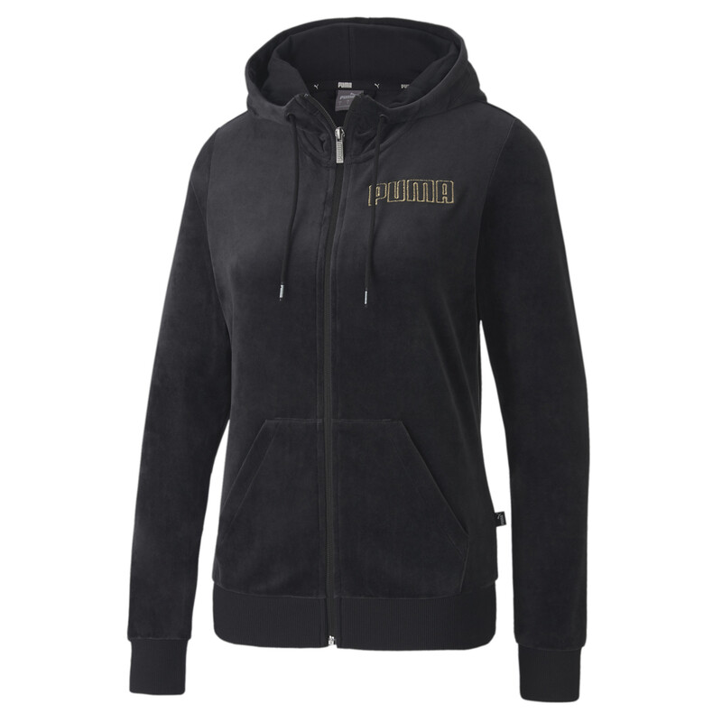 

Women's PUMA Modern Velour Full-Zip Hoodie, Black/gold
