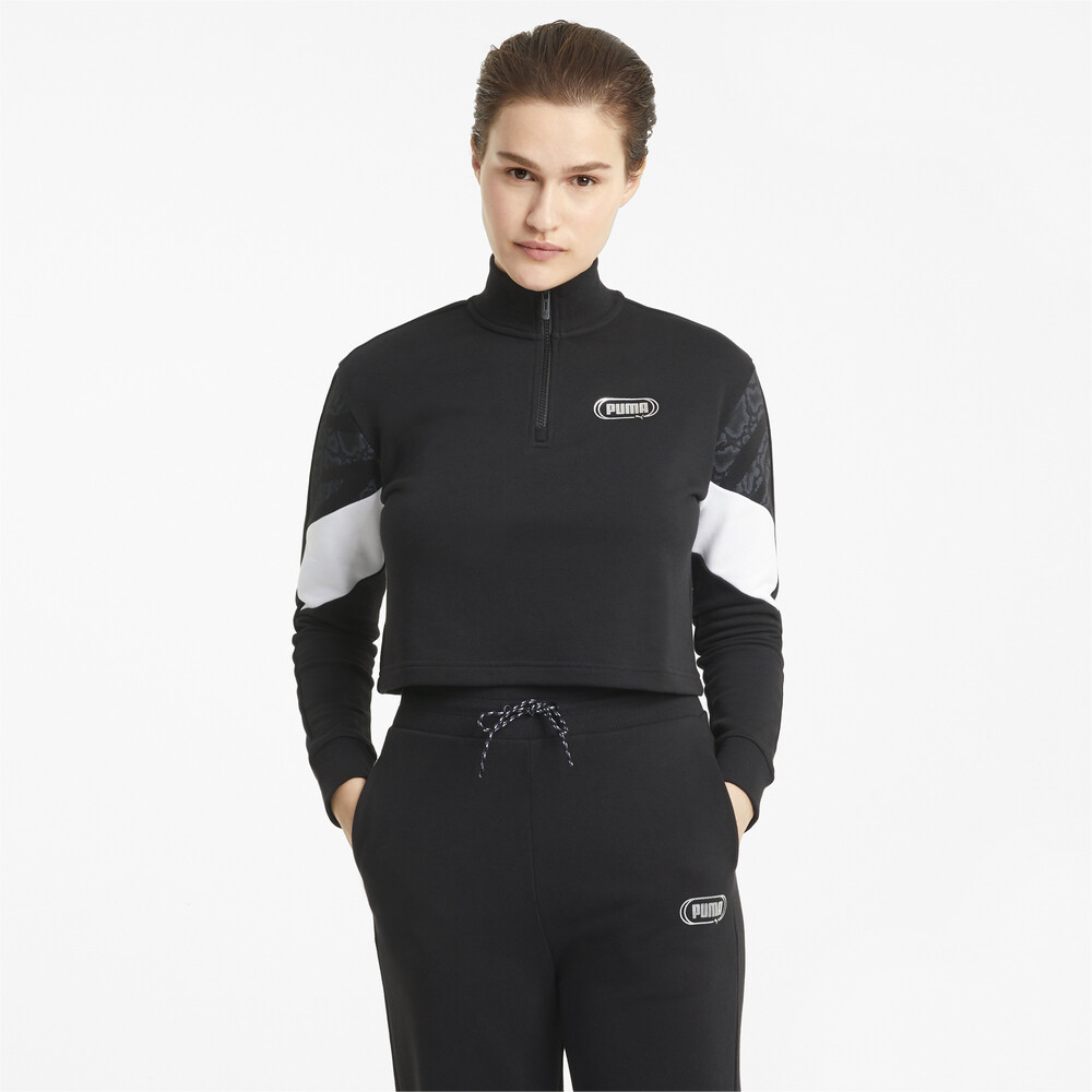 фото Толстовка rebel half-zip crew neck women's sweater puma