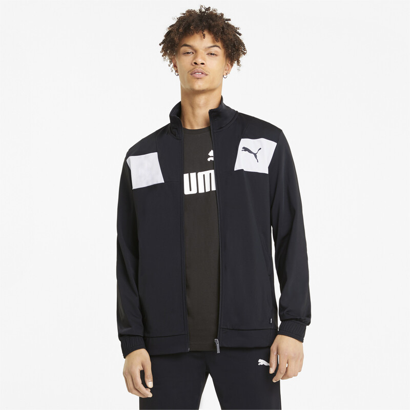 

Men's PUMA Techstripe Tricot Regular Fit Tracksuit, Black
