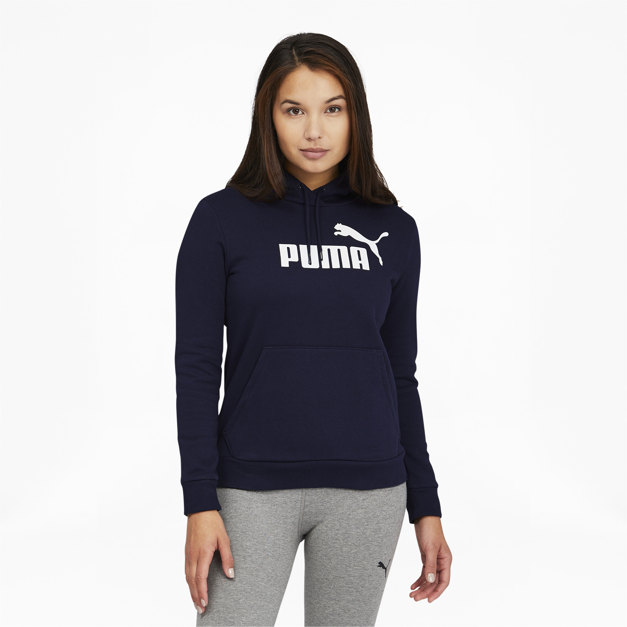 Puma Elevated Essentials Cropped Fleece Hoodie Milky Blue Womens Size ...