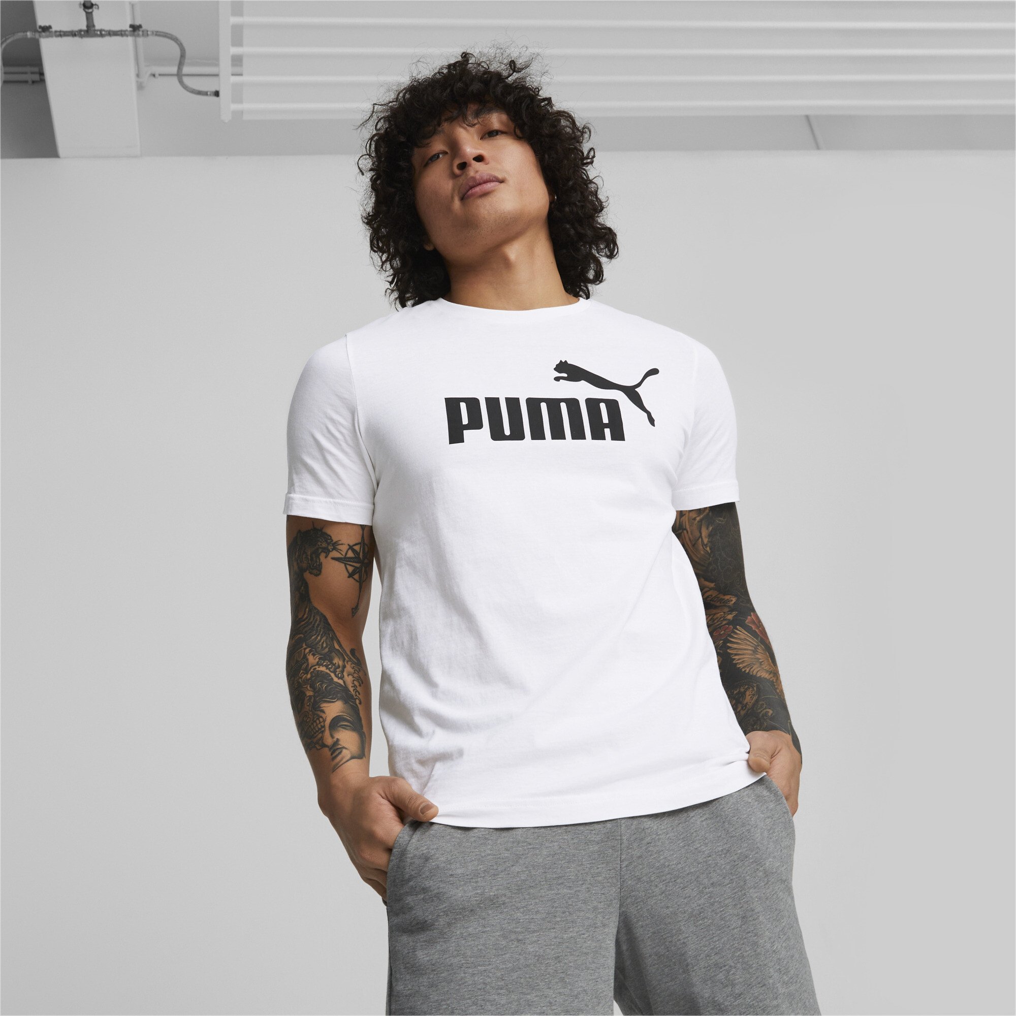 puma men's essentials logo fleece sweatpants