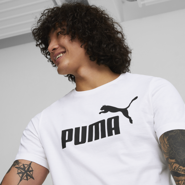 Essentials Logo Men's Tee, Puma White, large-MEX