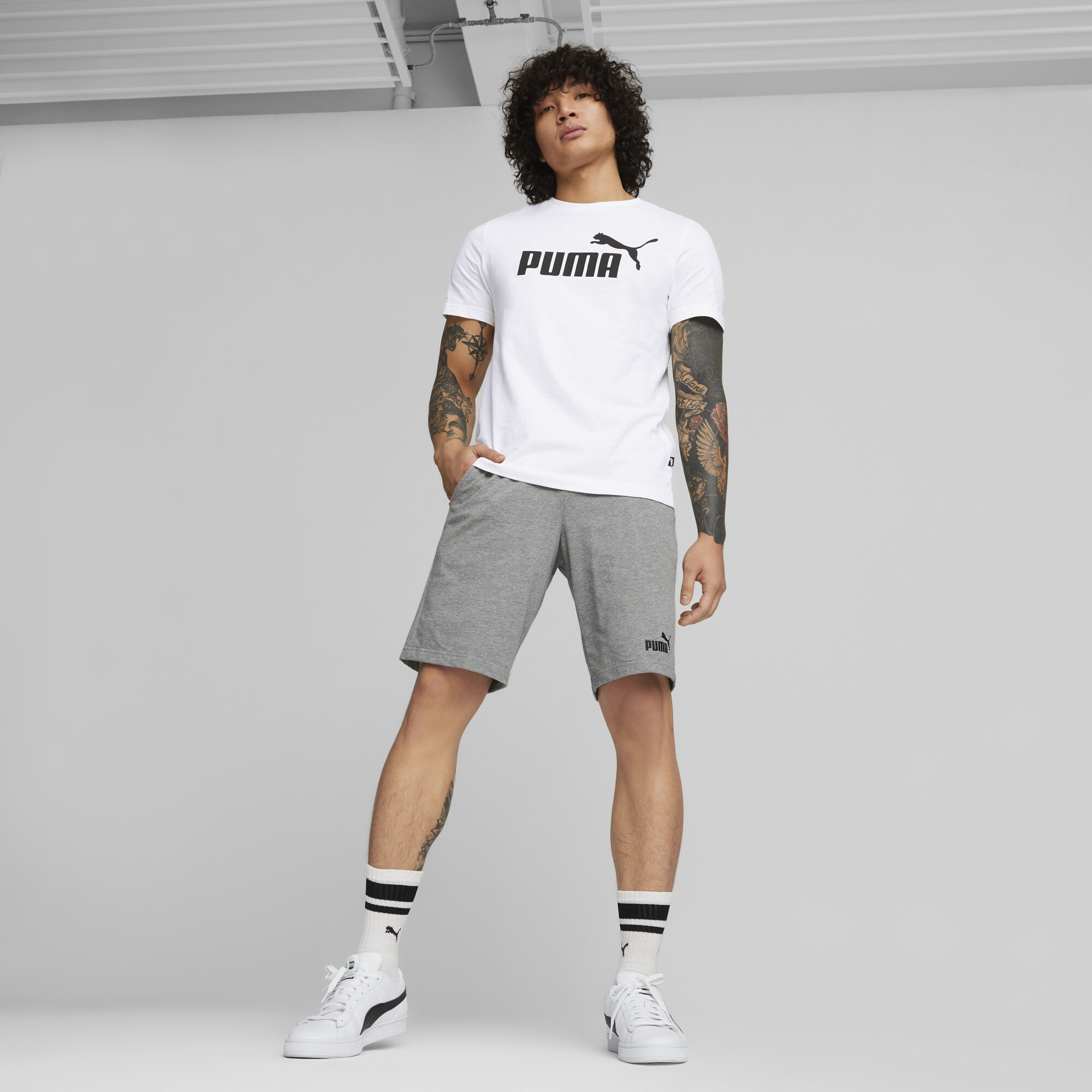 Men's Puma Essentials Logo T-Shirt, White, Size L, Clothing