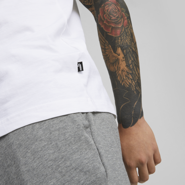 Essentials Logo Men's Tee, Puma White, large-MEX