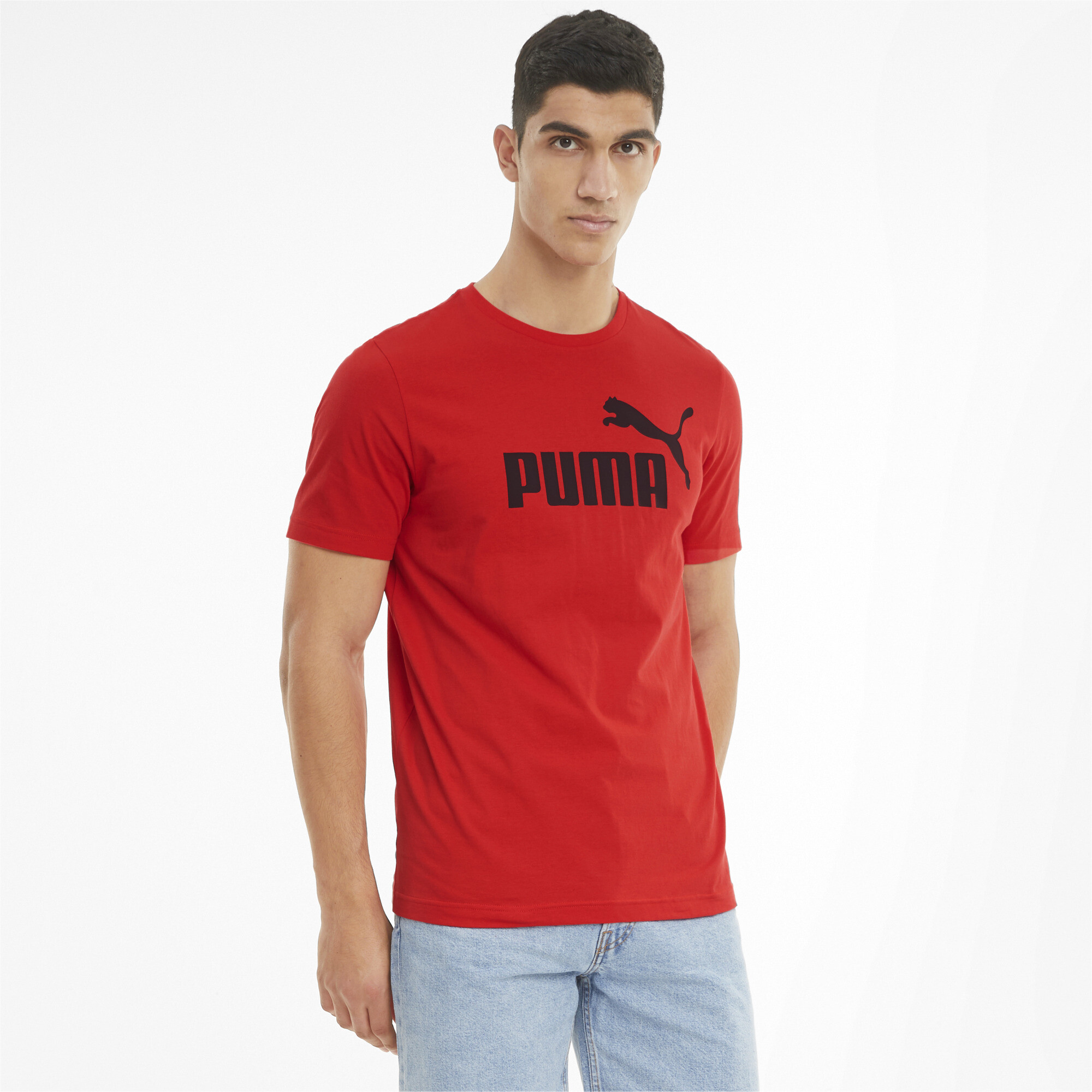 Men's Puma Essentials Logo T-Shirt, Red, Size M, Clothing