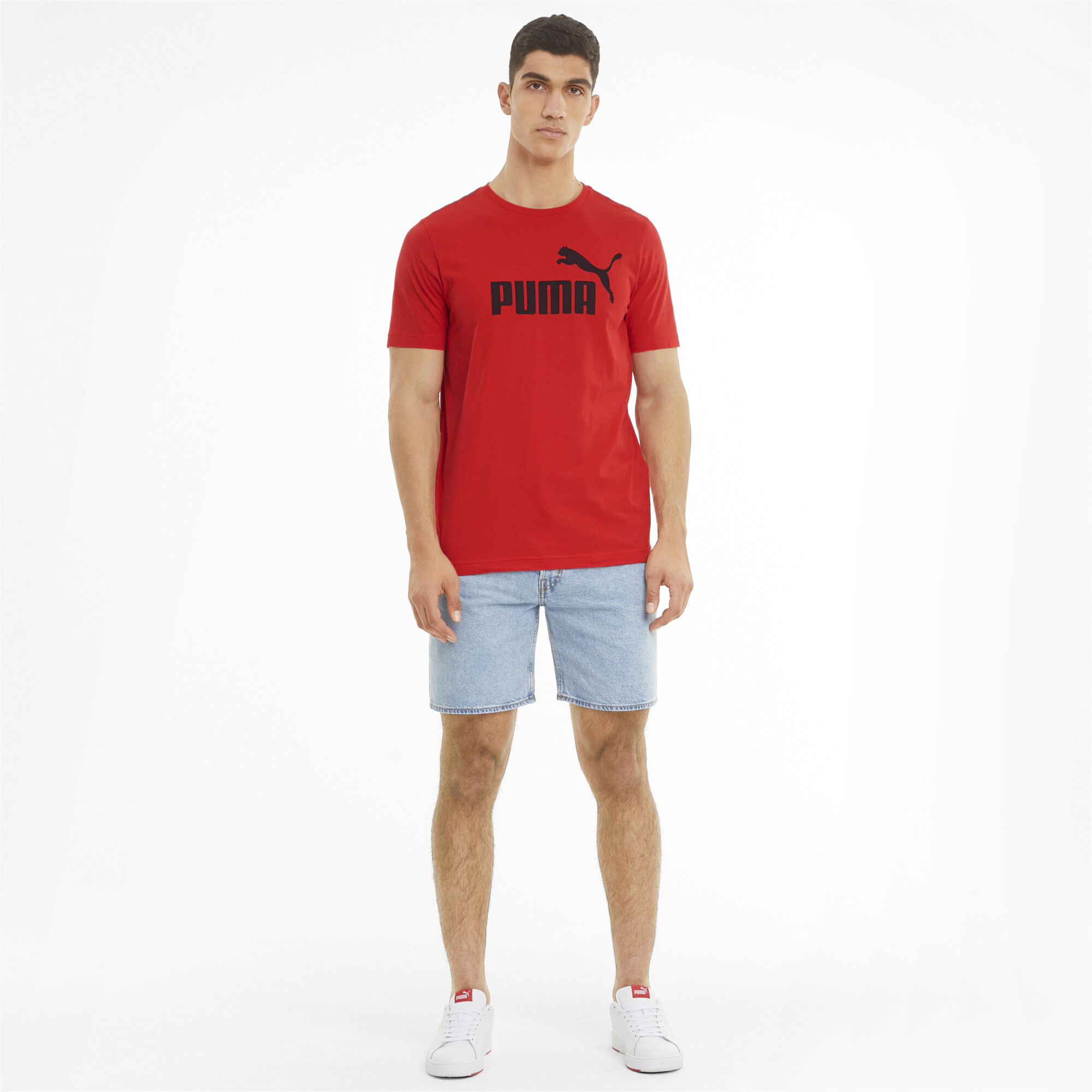 Men's Puma Essentials Logo T-Shirt, Red, Size M, Clothing