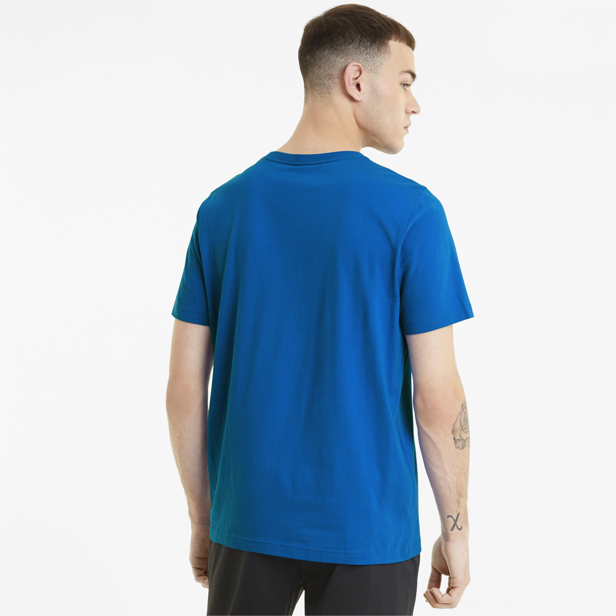 Men's Puma Essentials Logo T-Shirt, Blue, Size S, Clothing