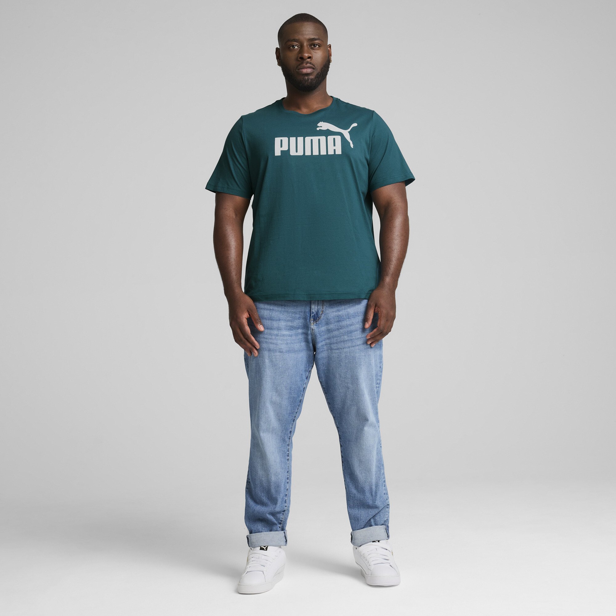 Men's Puma Essentials Logo T-Shirt, Green, Size S, Clothing