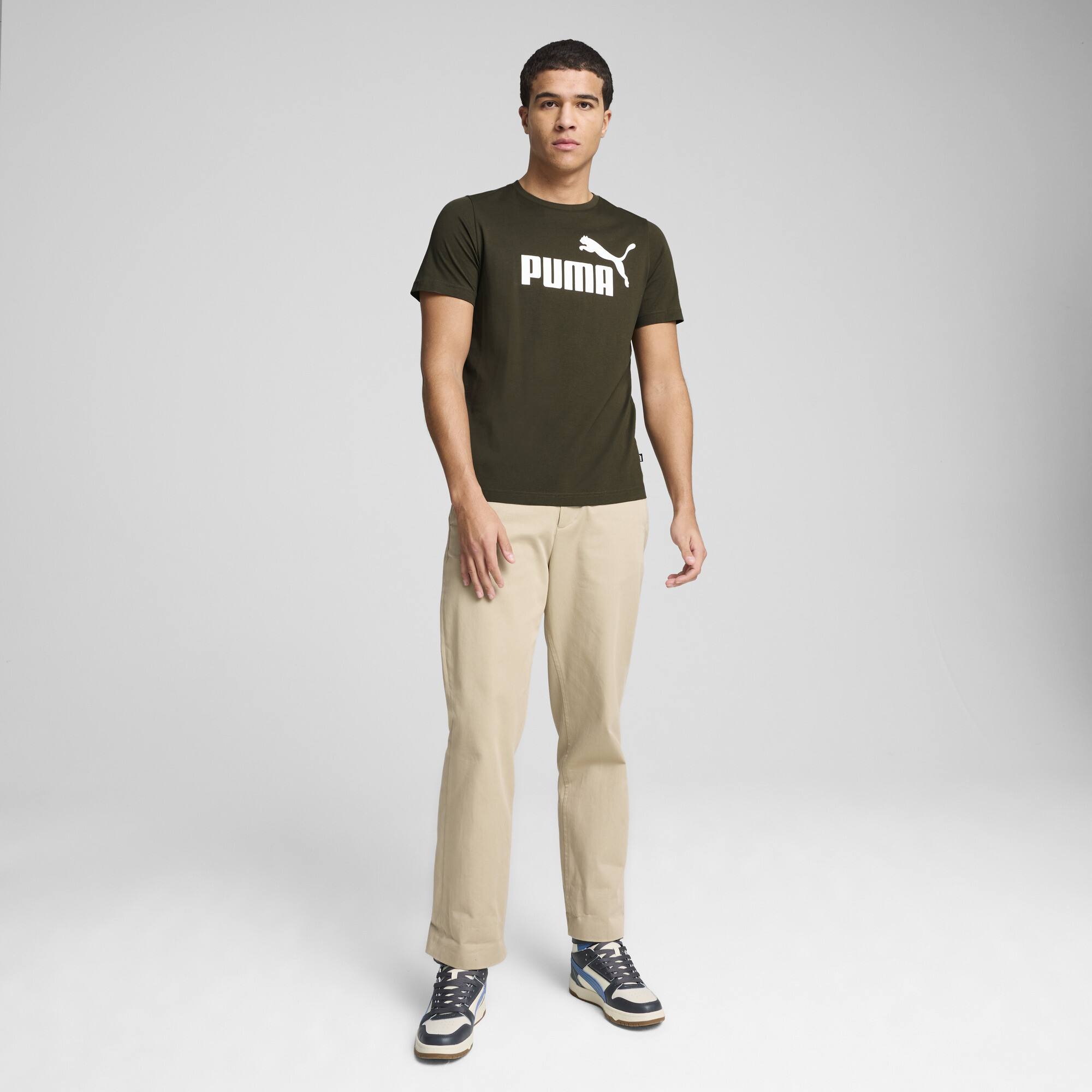 Men's Puma Essentials Logo T-Shirt, Green, Size XXS, Clothing