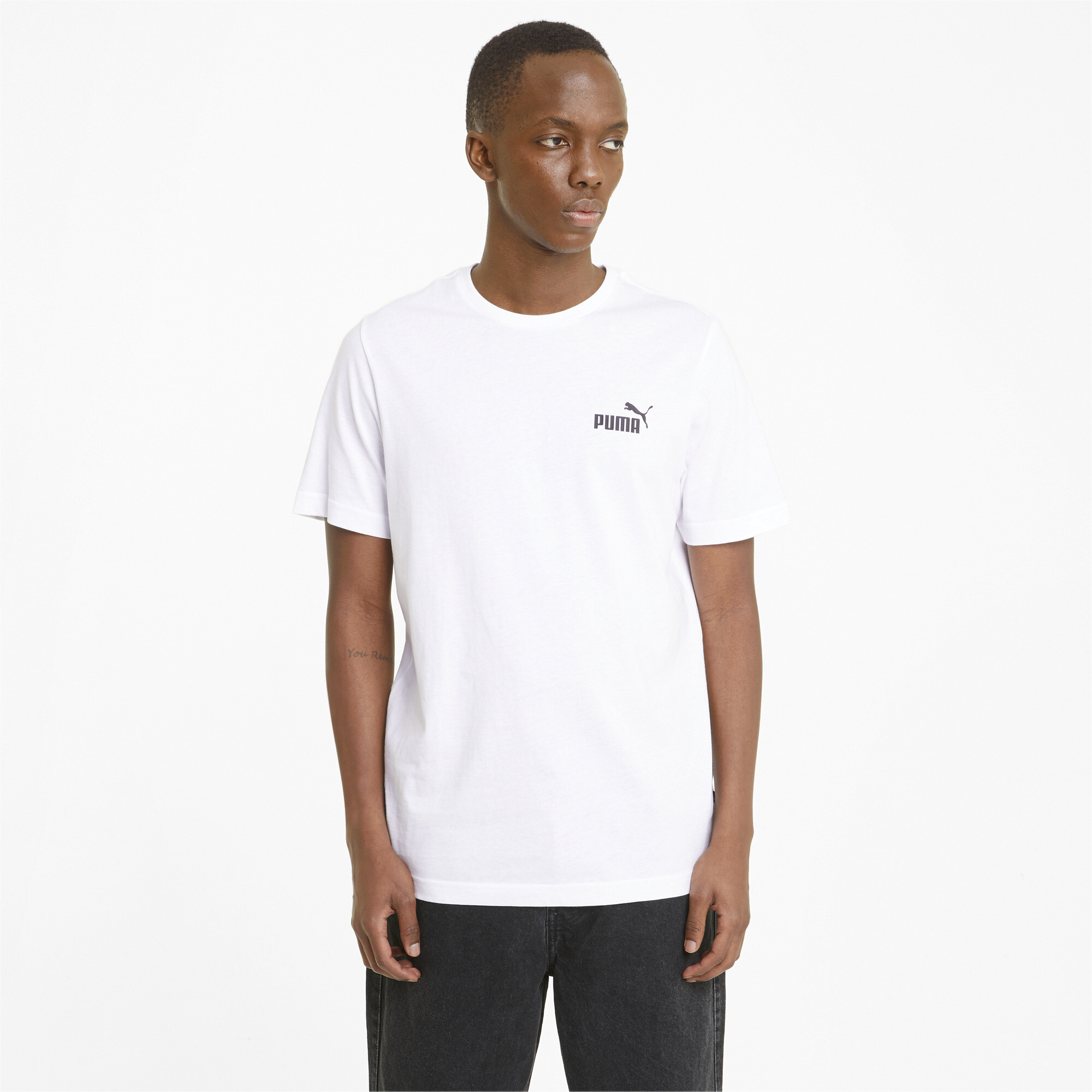 Puma Essentials Small Logo T-Shirt Herren | Mit Plain | White | Größe: S